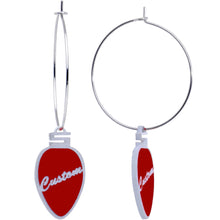 Load image into Gallery viewer, Custom Red Holiday Ornament Personalized Hoop Earrings