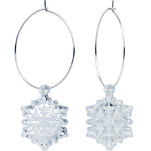 Load image into Gallery viewer, Ice Clear Winter Snowflake Hoop Earrings