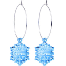 Load image into Gallery viewer, Custom Blue Winter Snowflake Personalized Hoop Earrings