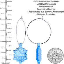 Load image into Gallery viewer, Custom Blue Winter Snowflake Personalized Hoop Earrings