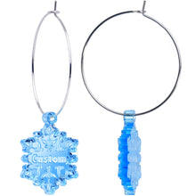 Load image into Gallery viewer, Custom Blue Winter Snowflake Personalized Hoop Earrings