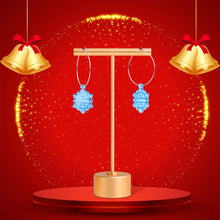 Load image into Gallery viewer, Custom Blue Winter Snowflake Personalized Hoop Earrings