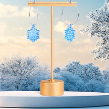 Load image into Gallery viewer, Custom Blue Winter Snowflake Personalized Hoop Earrings
