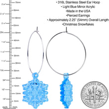Load image into Gallery viewer, Ice Blue Winter Snowflake Hoop Earrings