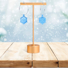 Load image into Gallery viewer, Ice Blue Winter Snowflake Hoop Earrings