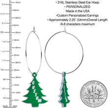 Load image into Gallery viewer, Custom Christmas Tree Personalized Hoop Earrings