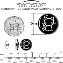 Load image into Gallery viewer, Black and White Kitty Cat Stud Earrings by Onyx O