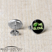 Load image into Gallery viewer, Black Green Leaf Me Alone Stud Earrings by Onyx O