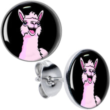 Load image into Gallery viewer, Pink Happy Llama Stud Earrings by Onyx O