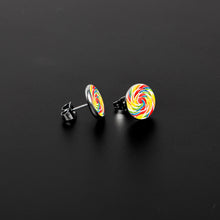 Load image into Gallery viewer, Rainbow Swirl Lollipop Stud Earrings by Onyx O