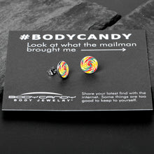 Load image into Gallery viewer, Rainbow Swirl Lollipop Stud Earrings by Onyx O
