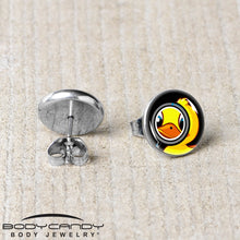 Load image into Gallery viewer, Magnified Yellow Duck Stud Earrings by Onyx O