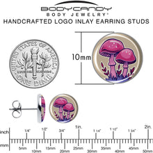 Load image into Gallery viewer, Artist Drawn Pink Mushrooms Stud Earrings by Onyx O