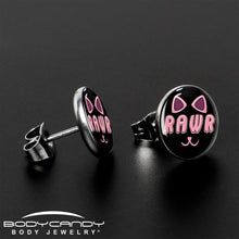Load image into Gallery viewer, RAWR Kitty Cat Stud Earrings by Onyx O