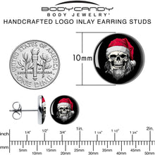 Load image into Gallery viewer, Holiday Skeleton Santa Claus Stud Earrings by Onyx O