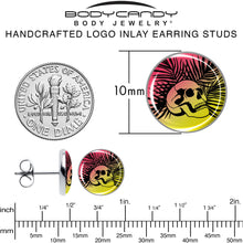 Load image into Gallery viewer, Red Haze Sunset Skull and Palms Stud Earrings by Onyx O