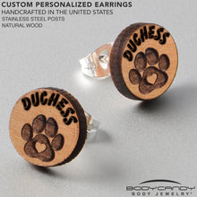 Load image into Gallery viewer, Custom Animal Jewelry Earrings Paw Print Personalized Stud Earrings