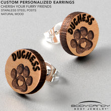 Load image into Gallery viewer, Custom Animal Jewelry Earrings Paw Print Personalized Stud Earrings