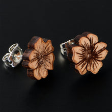 Load image into Gallery viewer, Natural Maple Wood Spring Flowers Stud Earrings