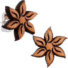 Load image into Gallery viewer, Natural Maple Wood Blooming Flowers Stud Earrings