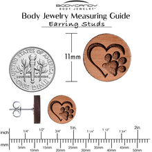 Load image into Gallery viewer, Natural Maple Wood Heart Paw Print Stud Earrings