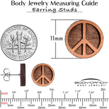 Load image into Gallery viewer, Natural Maple Wood Peace Sign Symbol Stud Earrings