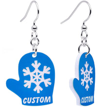 Load image into Gallery viewer, Custom Holiday Mittens Personalized Dangle Earrings