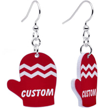 Load image into Gallery viewer, Custom Holiday Mittens Personalized Dangle Earrings