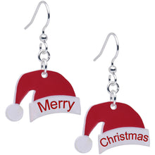 Load image into Gallery viewer, Custom Santa Hat Personalized Fishhook Dangle Earrings
