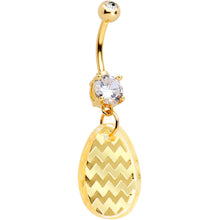 Load image into Gallery viewer, Clear Gem Yellow Golden Easter Decorated Egg Dangle Belly Ring