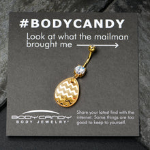 Load image into Gallery viewer, Clear Gem Yellow Golden Easter Decorated Egg Dangle Belly Ring
