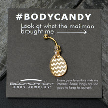 Load image into Gallery viewer, Clear Gem Yellow Golden Easter Decorated Egg Dangle Belly Ring