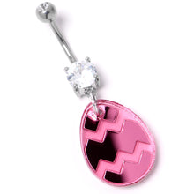 Load image into Gallery viewer, Clear Gem Pink Easter Decorated Egg Dangle Belly Ring
