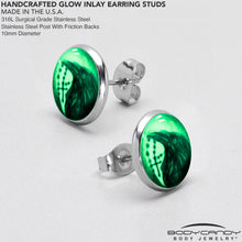 Load image into Gallery viewer, Raven and Cross Glow in the Dark Stud Earrings