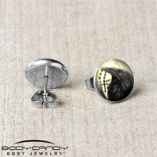 Load image into Gallery viewer, Raven and Cross Glow in the Dark Stud Earrings