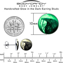 Load image into Gallery viewer, Raven and Cross Glow in the Dark Stud Earrings