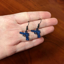 Load image into Gallery viewer, Blue Glitter Gun Fishhook Dangle Earrings