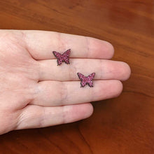 Load image into Gallery viewer, Pink Glitter Butterfly Stud Earring Set