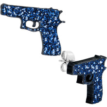 Load image into Gallery viewer, Blue Glitter Gun Stud Earrings Set