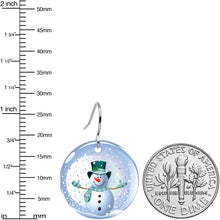 Load image into Gallery viewer, Winter Holiday Christmas Snow Globe Snowman Earrings