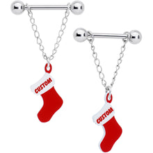 Load image into Gallery viewer, Handcrafted Custom Stocking Personalized Holiday Christmas Stocking Nipple Ring Set