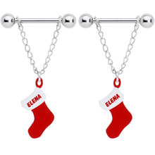 Load image into Gallery viewer, Handcrafted Custom Stocking Personalized Holiday Christmas Stocking Nipple Ring Set
