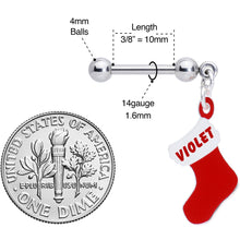 Load image into Gallery viewer, Custom Personalized Holiday Christmas Stocking Dangle Cartilage Earring