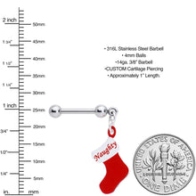 Load image into Gallery viewer, Handmade 3/8 Naughty Christmas Stocking Dangle Cartilage Earring