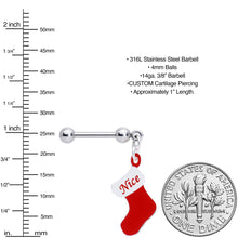 Load image into Gallery viewer, Handmade 3/8 Nice Christmas Stocking Dangle Cartilage Earring