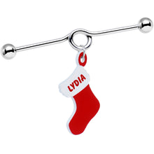 Load image into Gallery viewer, Custom Handcrafted Personalized Holiday Christmas Stocking Industrial Barbell