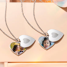 Load image into Gallery viewer, Custom Photo Sliding Locket Heart Pendant Necklace