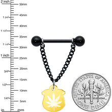 Load image into Gallery viewer, 14G 1/2 Pot o Gold Pot Leaf St Patricks Dangle Nipple Ring Set