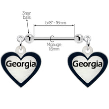 Load image into Gallery viewer, Custom Heart Glow in the Dark Double Personalized Name Dangle Nipple Ring Set