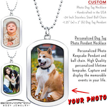 Load image into Gallery viewer, Personalized Dog Tag Photo Pendant Necklace